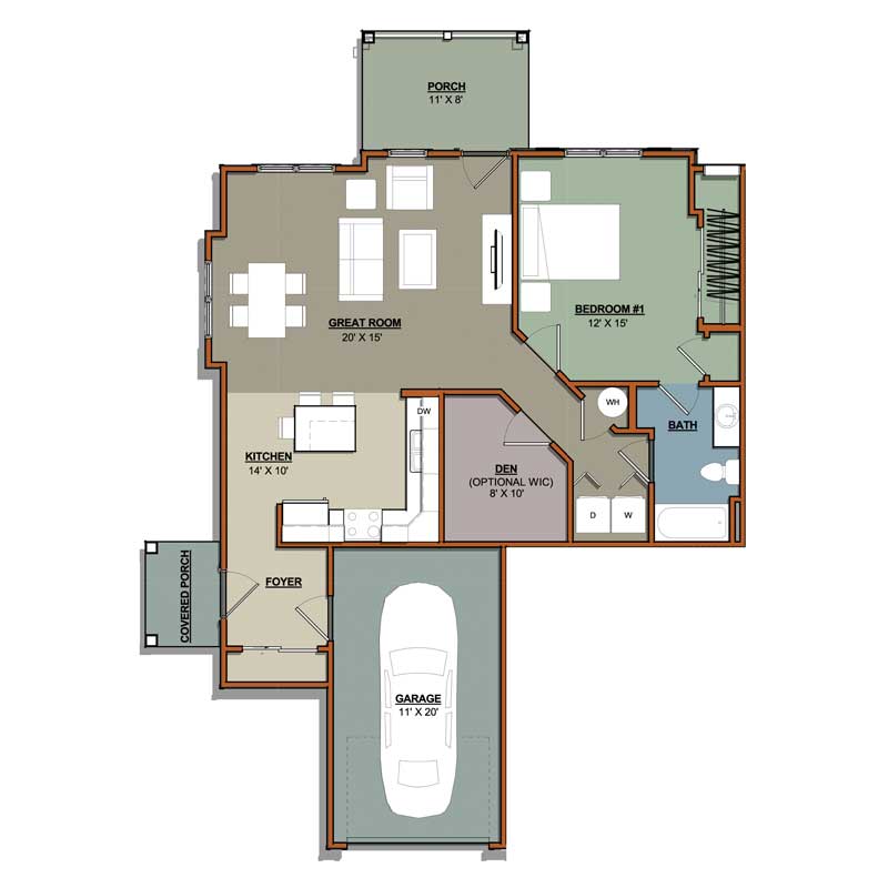 One Bedroom With Den Floor Plan Floorplans click