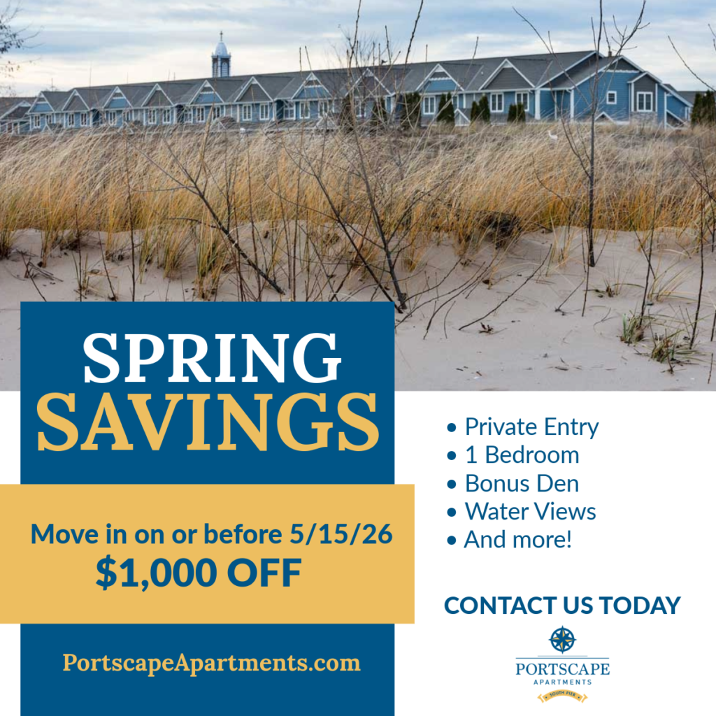 Portscape Apartments in Sheboygan, WI - spring 2026 1 Bedroom special. Move in on or before 5/15/26 and receive $1000 off.